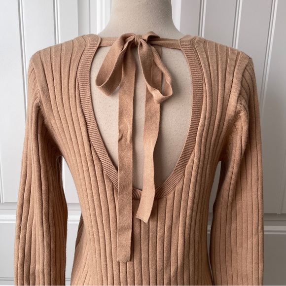 WAYF BFF Dede x Emily Hollie Long Sleeve Sweater Dress Camel - Picture 5 of 9